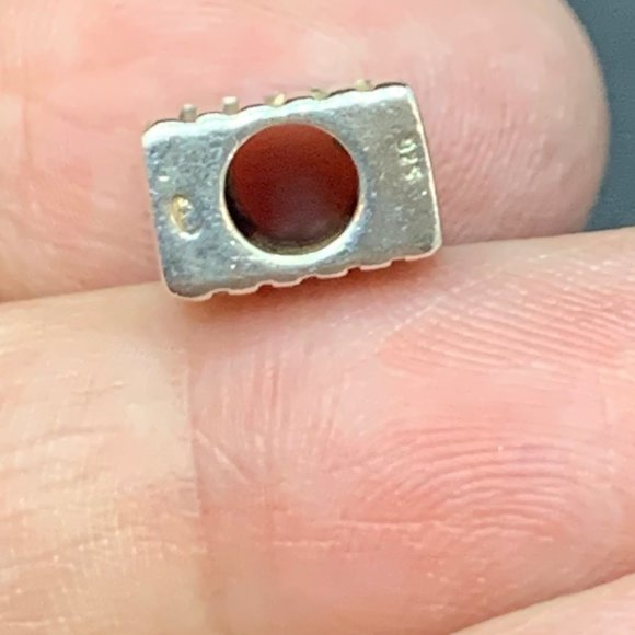 Solid Sterling Silver Stamped 925 American Flag Square Slide Charm - Picture 4 of 12